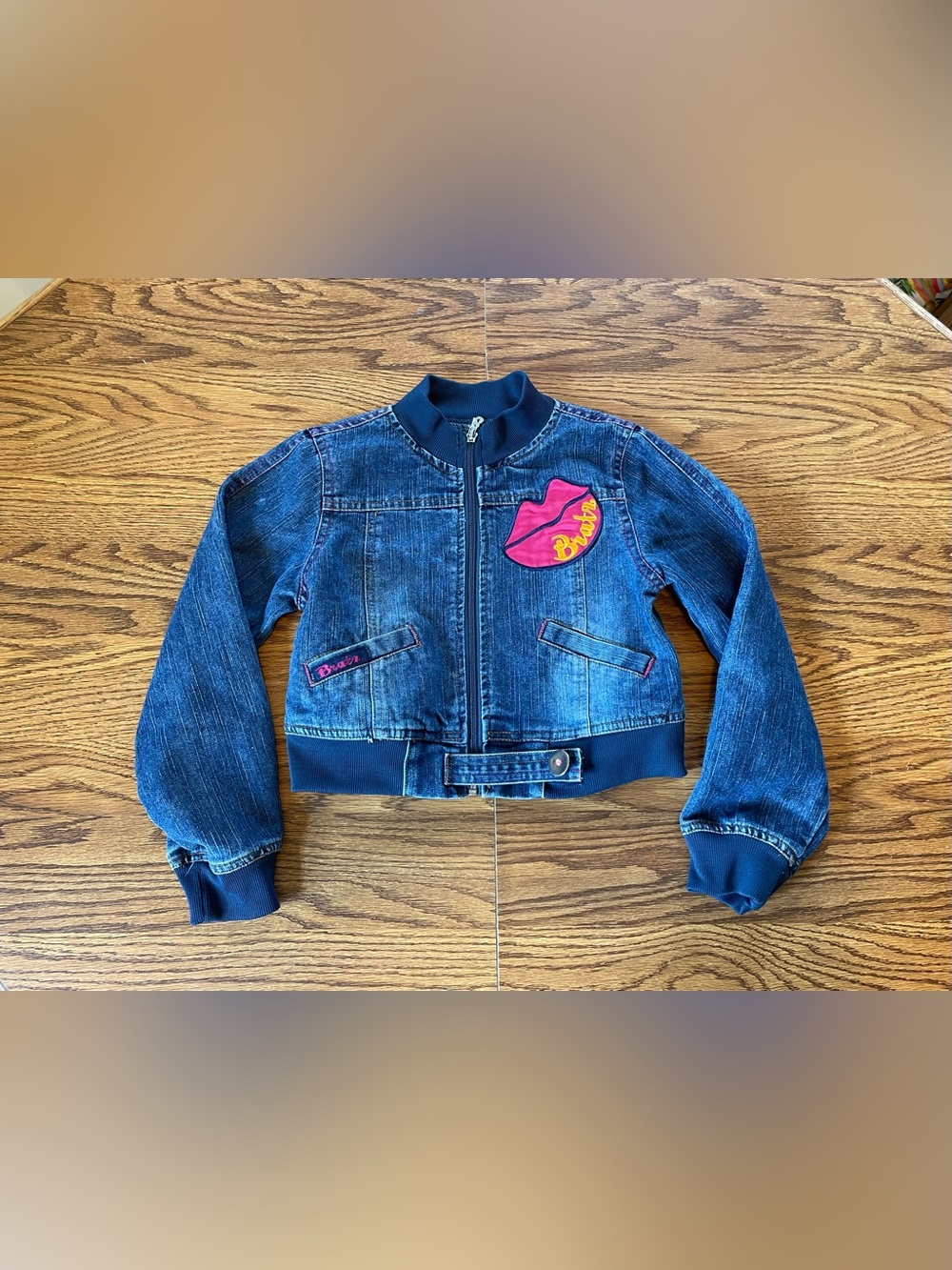 Vintage Bratz Girls Denim Jacket 2004 Size 7/8 Y2K Jean Bomber Cropped 2000s
